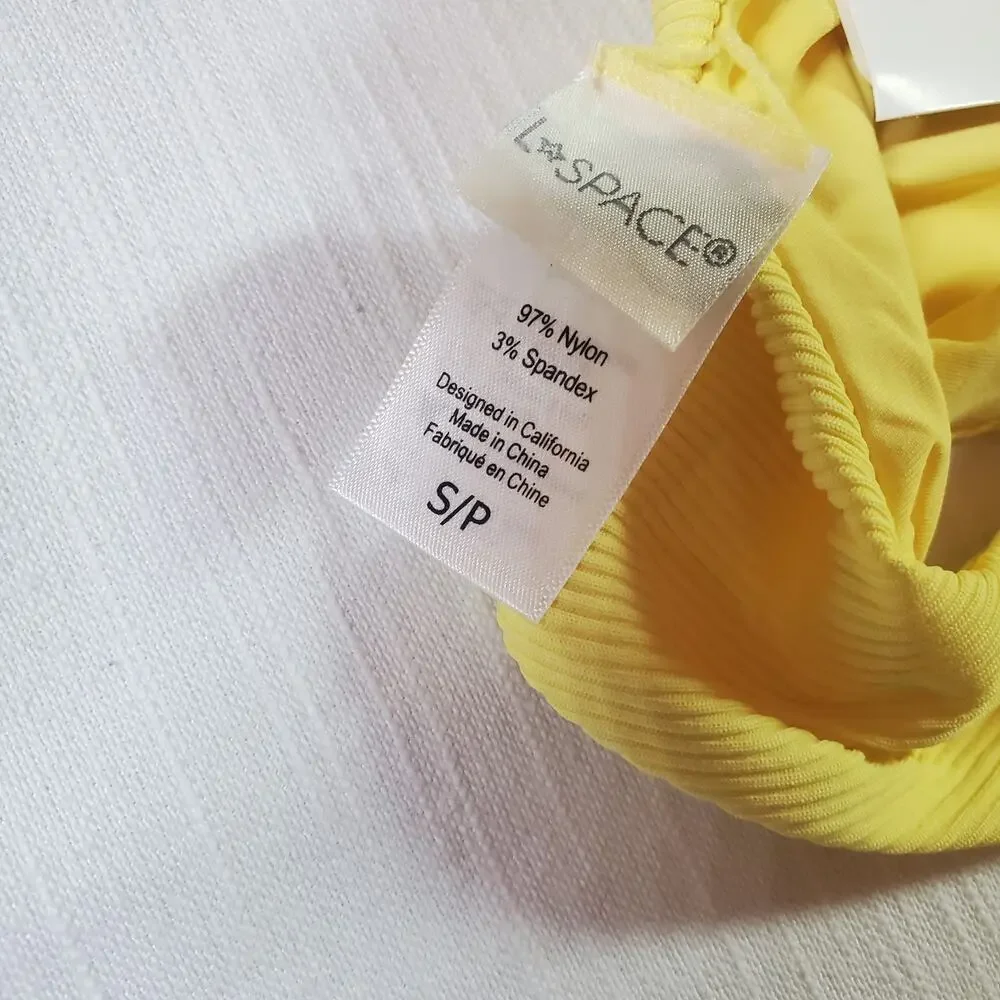 L*Space Cabana Bitsy Bikini Bottom Yellow Swimsuit Womens Size Small S NWT